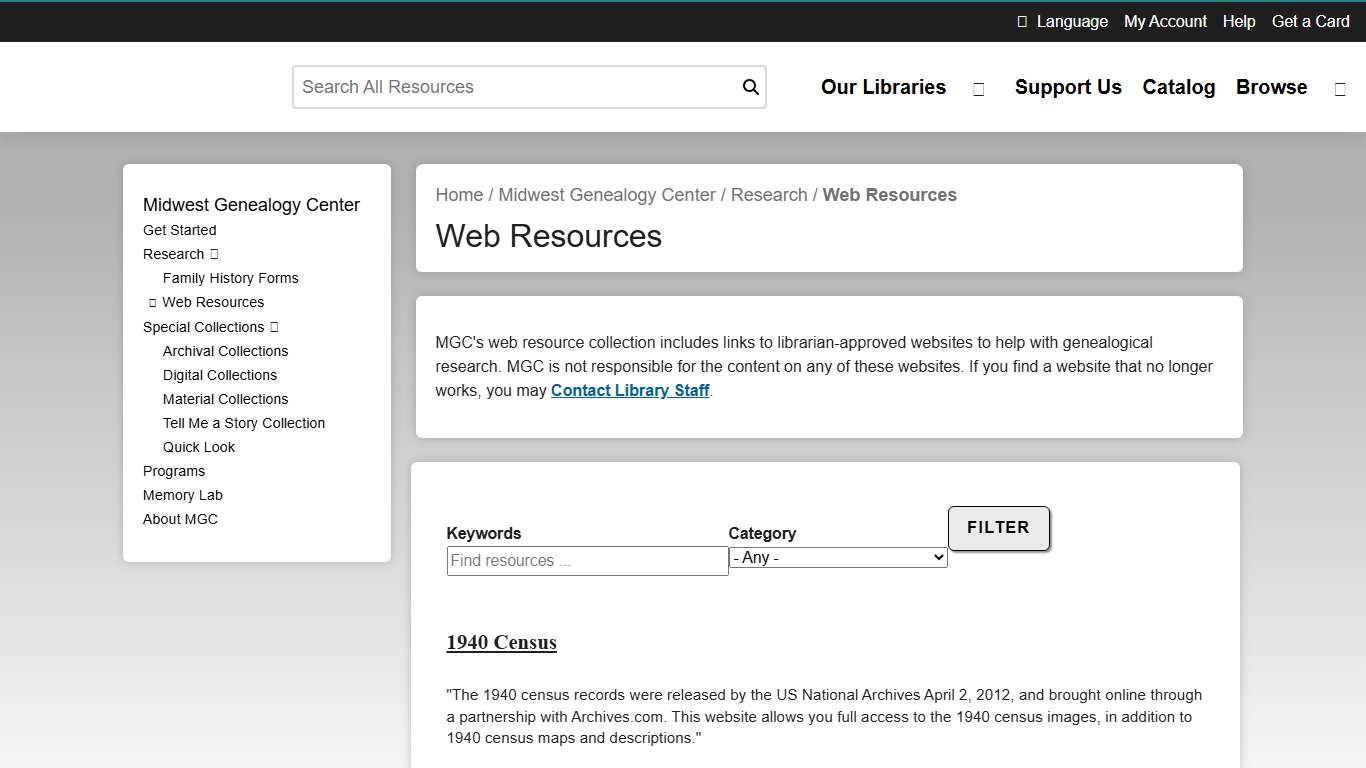 Web Resources Mid-Continent Public Library