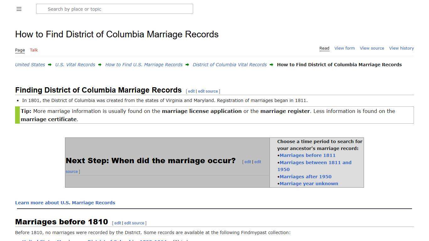 How to Find District of Columbia Marriage Records • FamilySearch