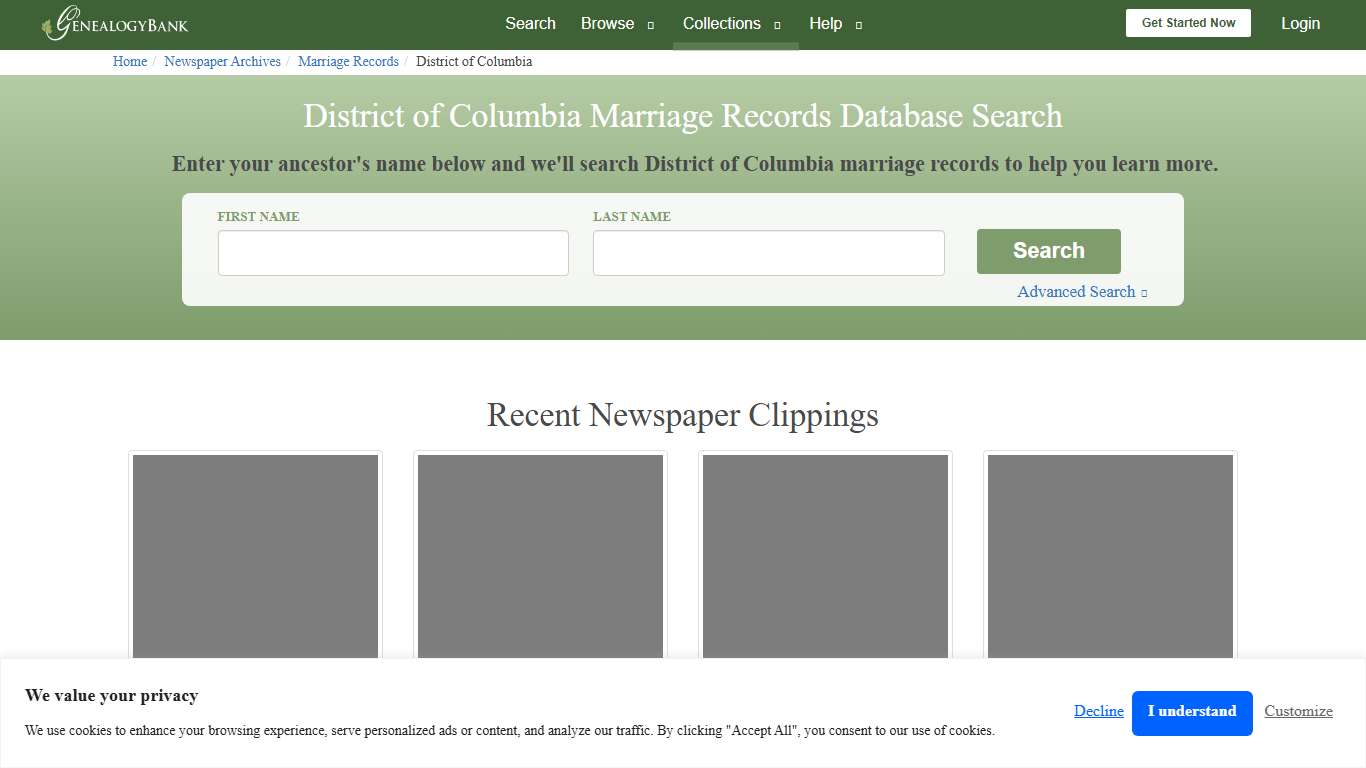 Public Marriage Records in District of Columbia GenealogyBank